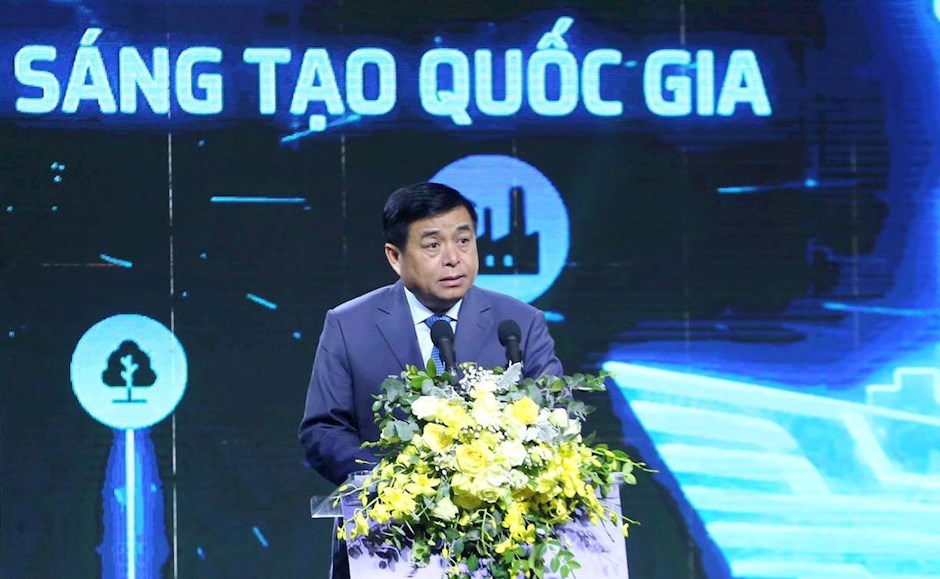 Bộ trưởng Bộ Kế hoạch và Đầu tư Nguyễn Chí Dũng phát biểu tại sự kiện khởi công Trung tâm Đổi mới sáng tạo quốc gia